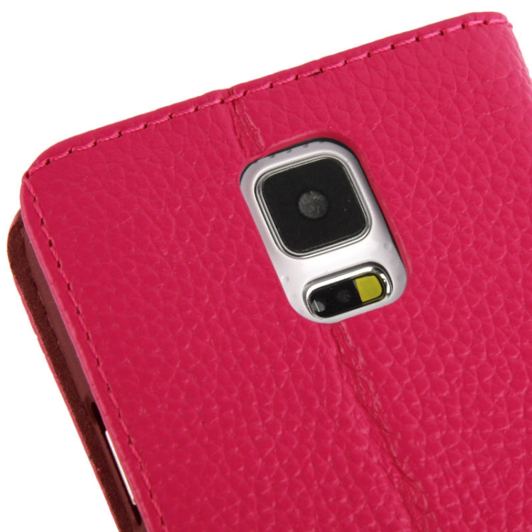 Litchi Texture Genuine Leather Case with Call Display ID & Holder for Galaxy S5 / G900