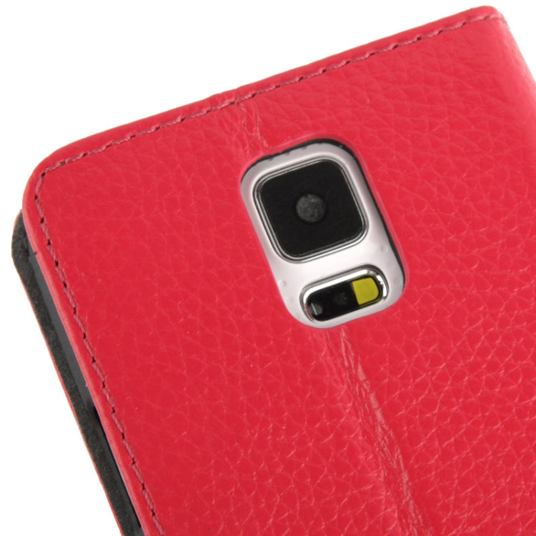 Litchi Texture Genuine Leather Case with Call Display ID & Holder for Galaxy S5 / G900