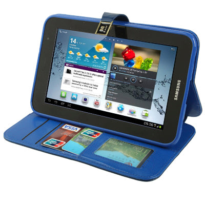 High Quality Crazy Horse Texture Flip Leather Case with Holder & Credit Card Slots for Galaxy Tab P3100 / P3110 / P6200 / P6210