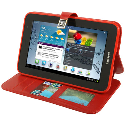 High Quality Crazy Horse Texture Flip Leather Case with Holder & Credit Card Slots for Galaxy Tab P3100 / P3110 / P6200 / P6210