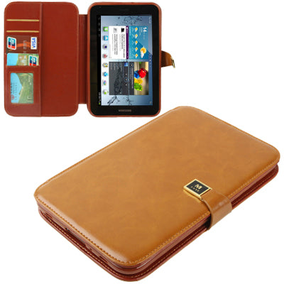 High Quality Crazy Horse Texture Flip Leather Case with Holder & Credit Card Slots for Galaxy Tab P3100 / P3110 / P6200 / P6210