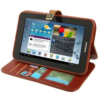 High Quality Crazy Horse Texture Flip Leather Case with Holder & Credit Card Slots for Galaxy Tab P3100 / P3110 / P6200 / P6210