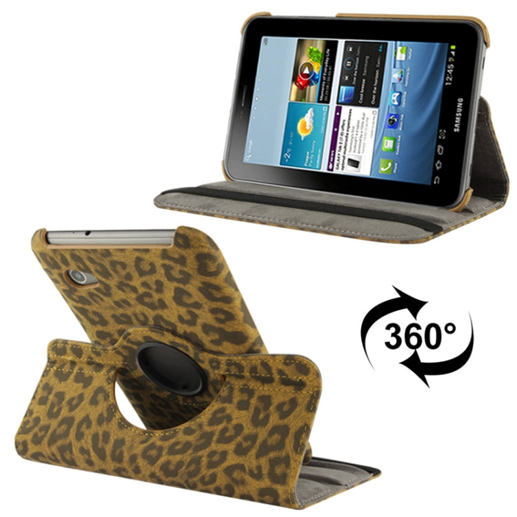 Yellow Leopard Pattern 360 Degrees Rotation Leather Case with Holder for Galaxy Tab 2 (7.0) / P3100 / P6200(Yellow)
