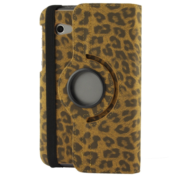 Yellow Leopard Pattern 360 Degrees Rotation Leather Case with Holder for Galaxy Tab 2 (7.0) / P3100 / P6200(Yellow)