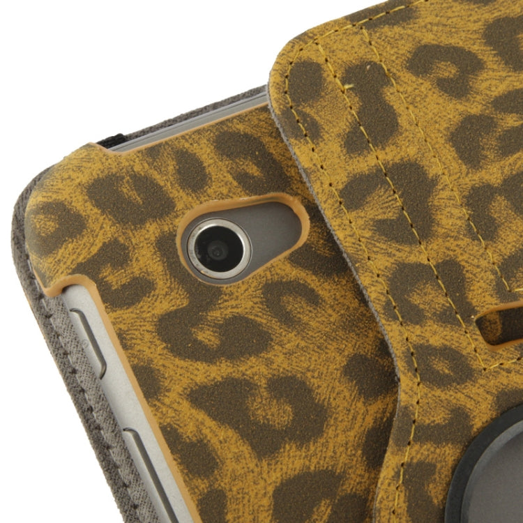 Yellow Leopard Pattern 360 Degrees Rotation Leather Case with Holder for Galaxy Tab 2 (7.0) / P3100 / P6200(Yellow)