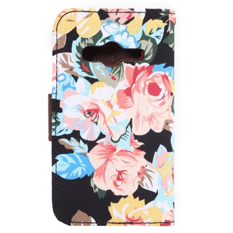 Flower Cloth Leather Case with Holder and Card Slots for Galaxy Ace 4 / G313F