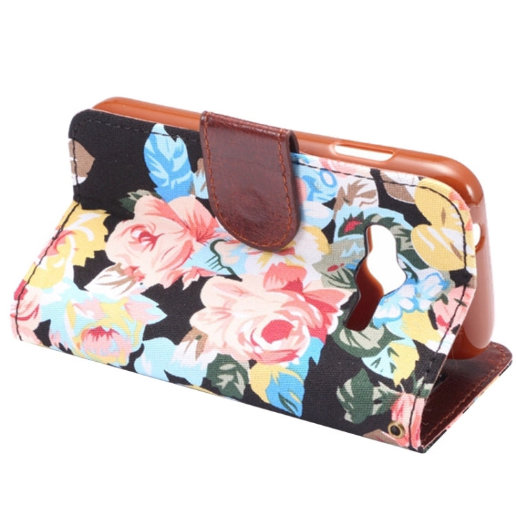 Flower Cloth Leather Case with Holder and Card Slots for Galaxy Ace 4 / G313F