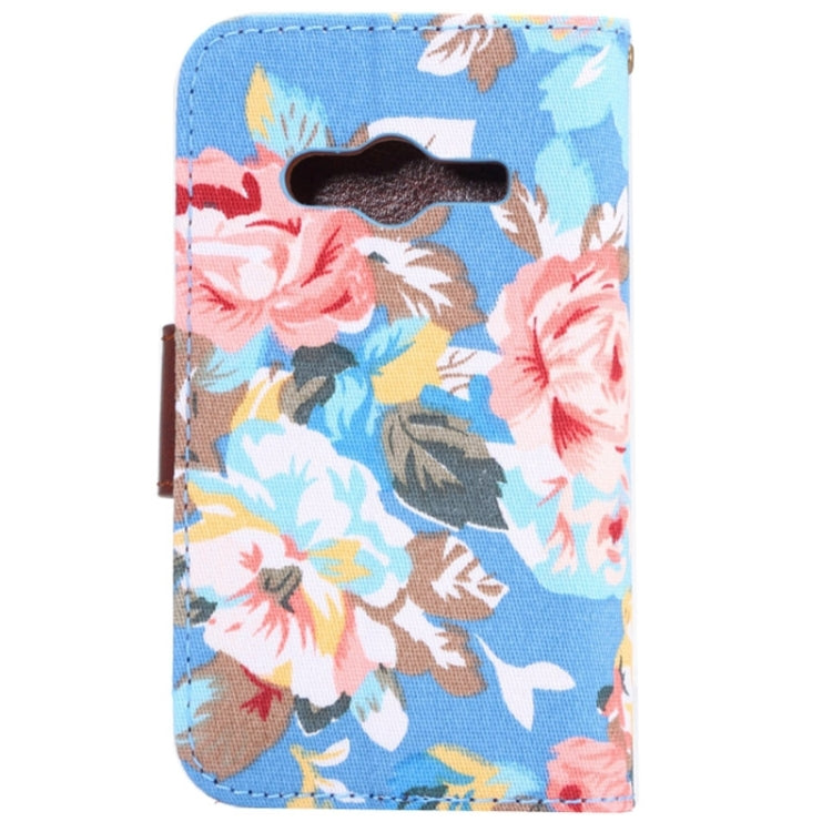 Flower Cloth Leather Case with Holder and Card Slots for Galaxy Ace 4 / G313F