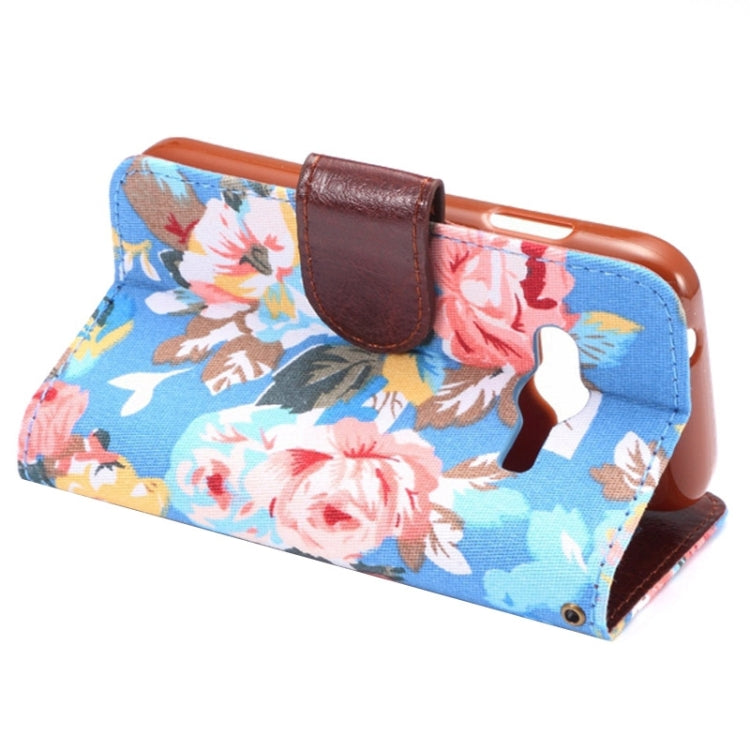 Flower Cloth Leather Case with Holder and Card Slots for Galaxy Ace 4 / G313F