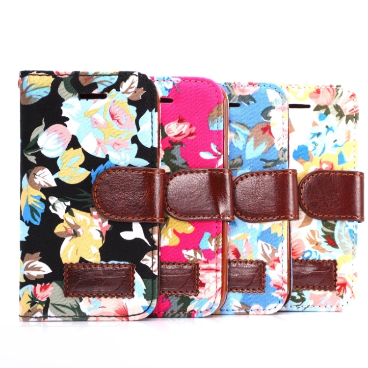 Flower Cloth Leather Case with Holder and Card Slots for Galaxy Ace 4 / G313F
