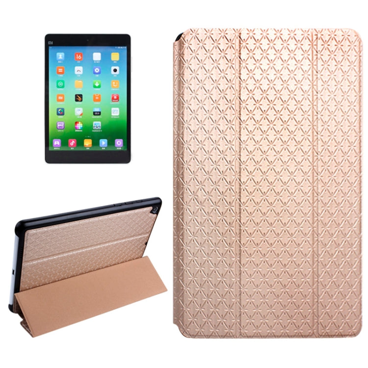 3-folding Rhomb Texture Leather Smart Case with Sleep / Wake-up Function & Holder for Xiaomi Mi Pad