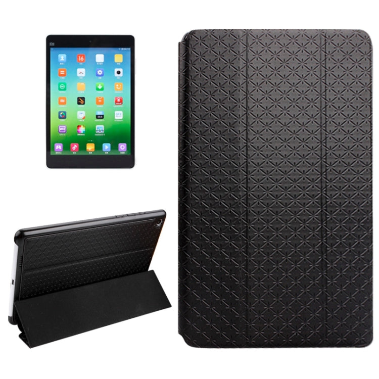 3-folding Rhomb Texture Leather Smart Case with Sleep / Wake-up Function & Holder for Xiaomi Mi Pad