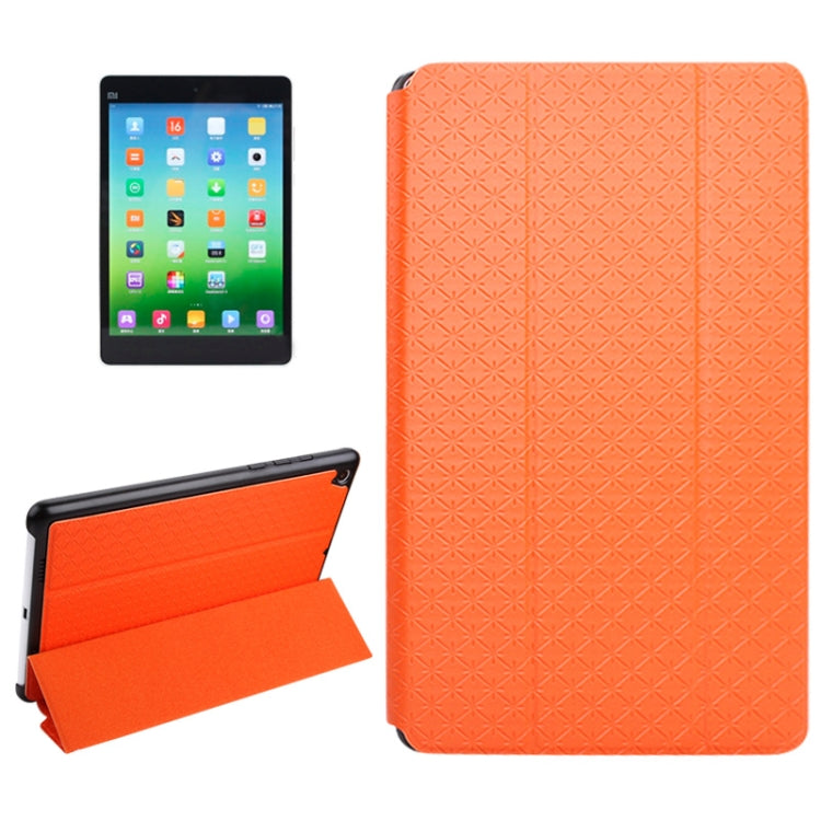 3-folding Rhomb Texture Leather Smart Case with Sleep / Wake-up Function & Holder for Xiaomi Mi Pad