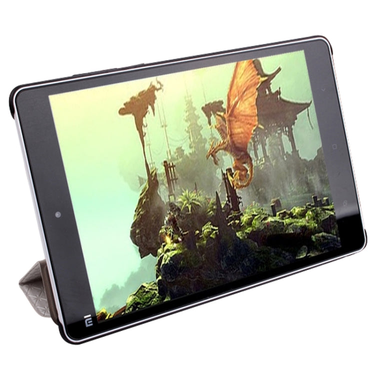3-folding Rhomb Texture Leather Smart Case with Sleep / Wake-up Function & Holder for Xiaomi Mi Pad