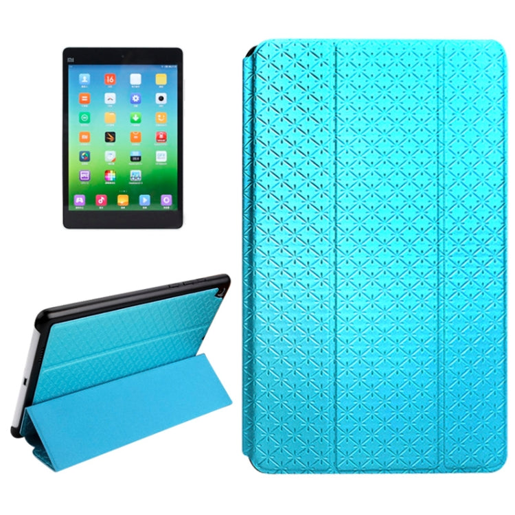 3-folding Rhomb Texture Leather Smart Case with Sleep / Wake-up Function & Holder for Xiaomi Mi Pad