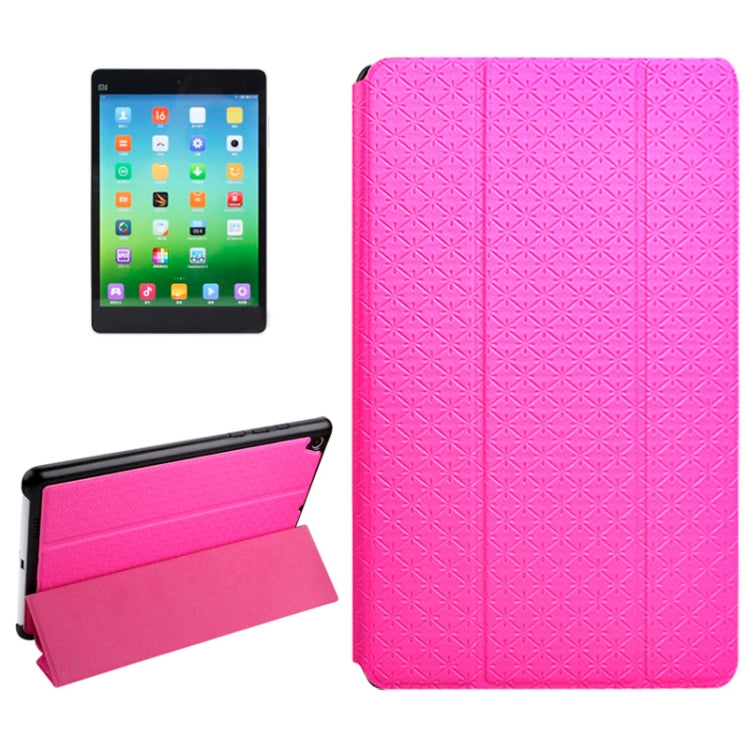 3-folding Rhomb Texture Leather Smart Case with Sleep / Wake-up Function & Holder for Xiaomi Mi Pad