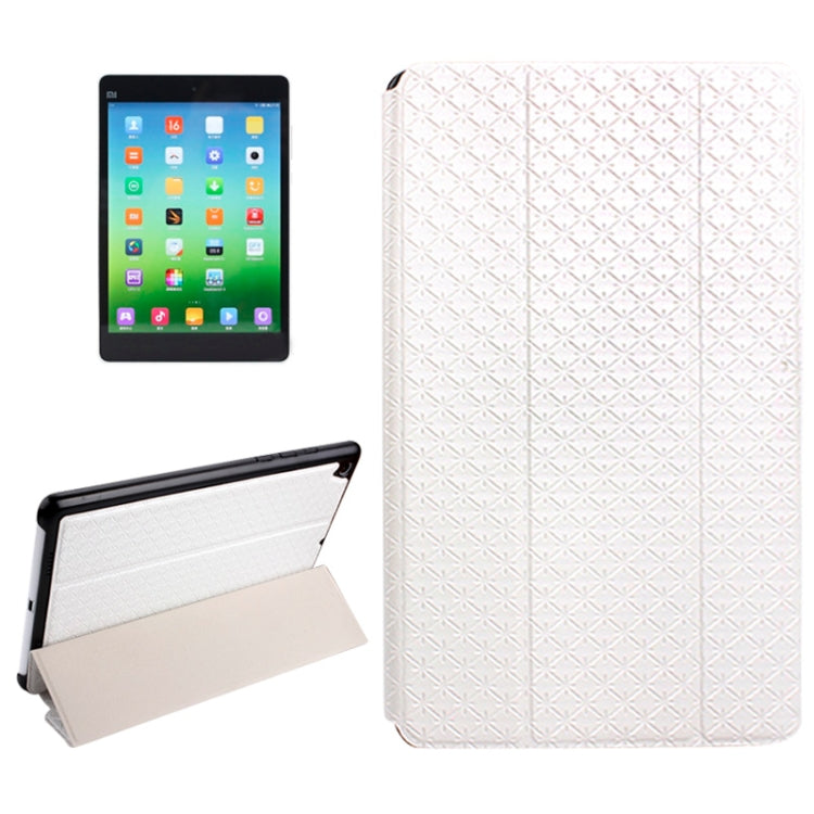 3-folding Rhomb Texture Leather Smart Case with Sleep / Wake-up Function & Holder for Xiaomi Mi Pad