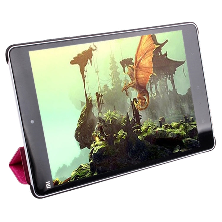 3-folding Rhomb Texture Leather Smart Case with Sleep / Wake-up Function & Holder for Xiaomi Mi Pad