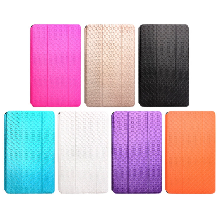 3-folding Rhomb Texture Leather Smart Case with Sleep / Wake-up Function & Holder for Xiaomi Mi Pad