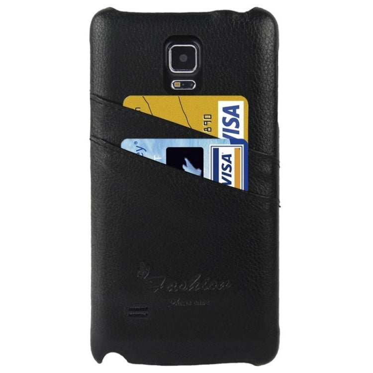 Deluxe Retro Genuine Leather Back Cover Case with Card Slots and Fashion Logo for Galaxy Note 4 / N910