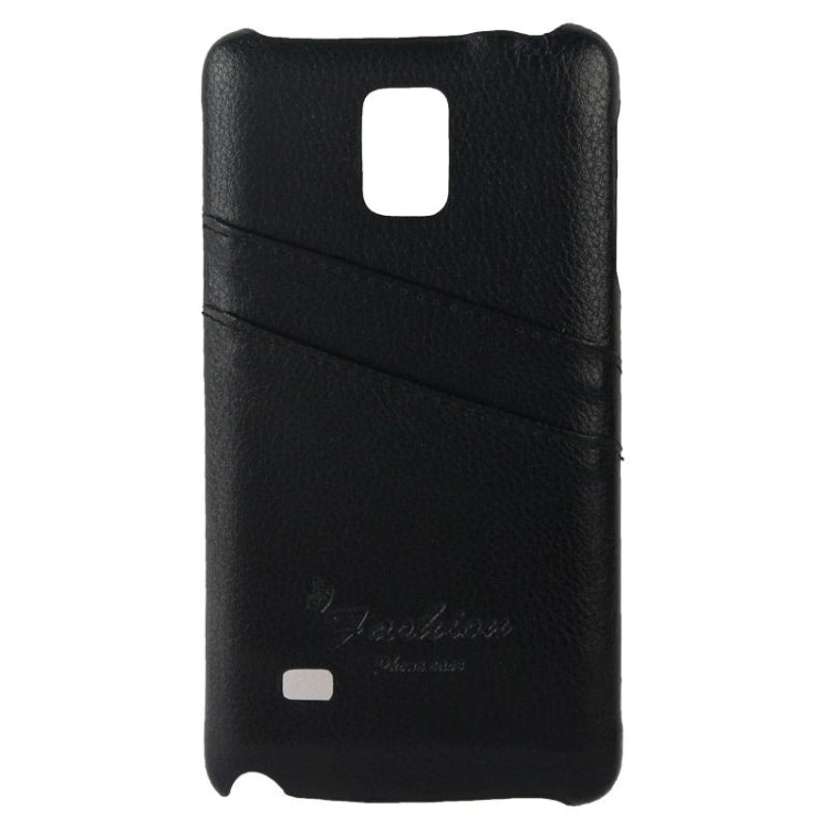 Deluxe Retro Genuine Leather Back Cover Case with Card Slots and Fashion Logo for Galaxy Note 4 / N910