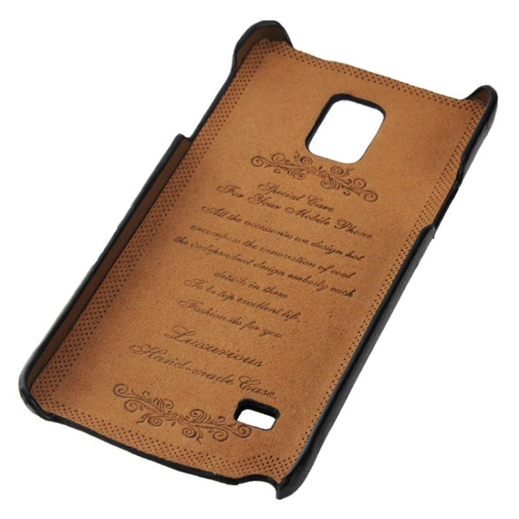 Deluxe Retro Genuine Leather Back Cover Case with Card Slots and Fashion Logo for Galaxy Note 4 / N910