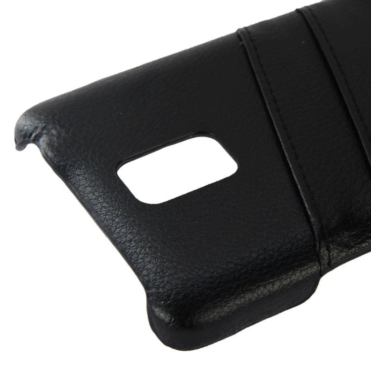 Deluxe Retro Genuine Leather Back Cover Case with Card Slots and Fashion Logo for Galaxy Note 4 / N910