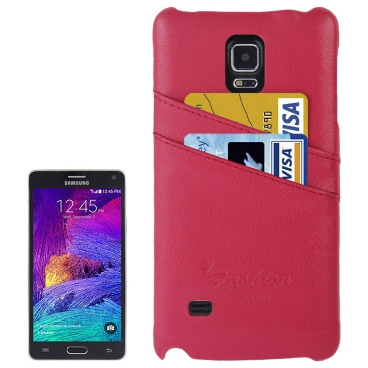 Deluxe Retro Genuine Leather Back Cover Case with Card Slots and Fashion Logo for Galaxy Note 4 / N910