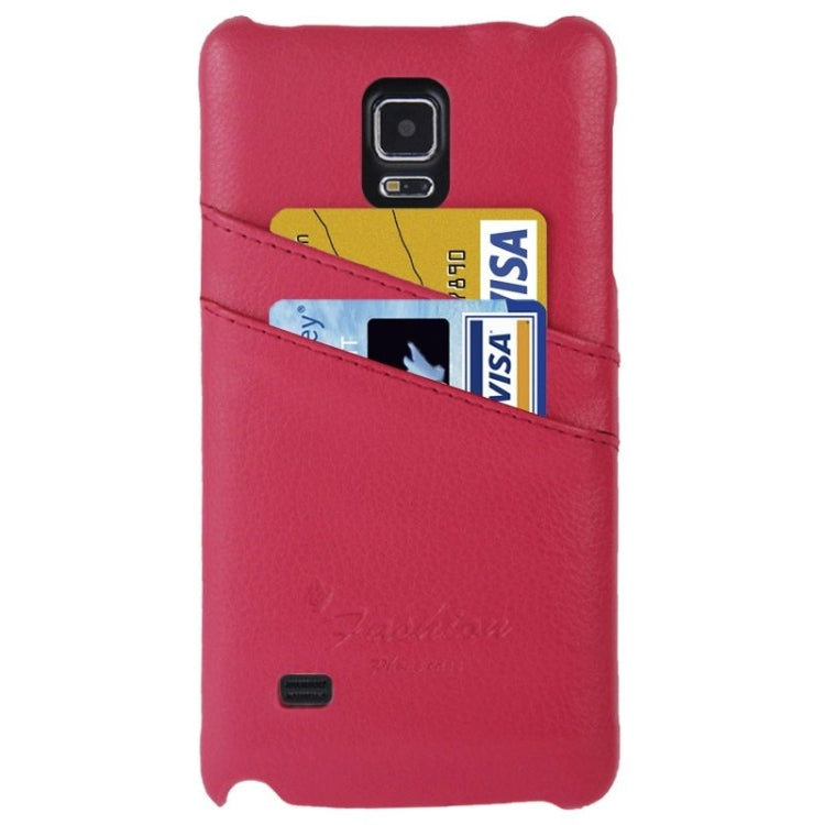 Deluxe Retro Genuine Leather Back Cover Case with Card Slots and Fashion Logo for Galaxy Note 4 / N910