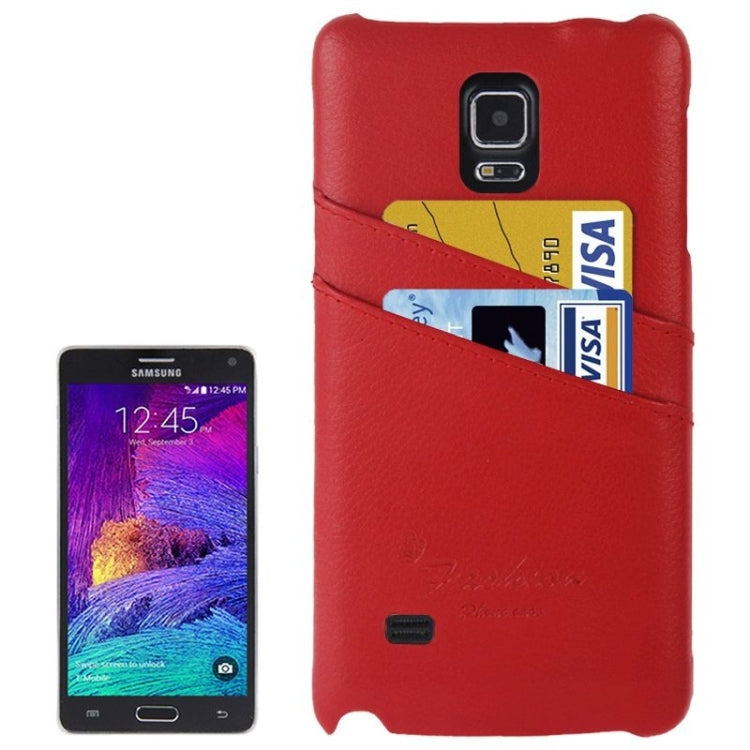 Deluxe Retro Genuine Leather Back Cover Case with Card Slots and Fashion Logo for Galaxy Note 4 / N910