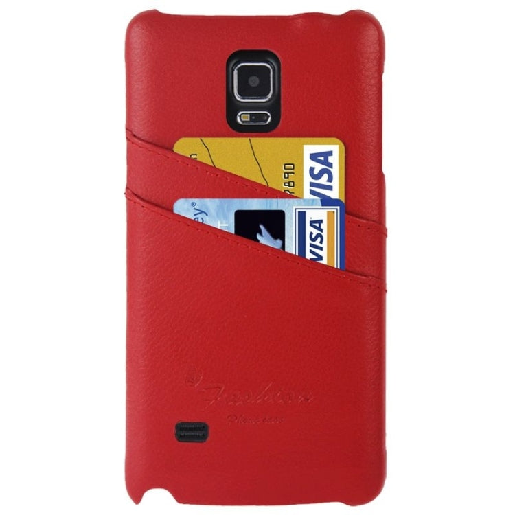 Deluxe Retro Genuine Leather Back Cover Case with Card Slots and Fashion Logo for Galaxy Note 4 / N910