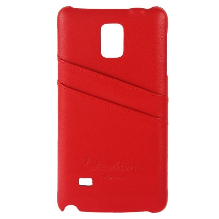 Deluxe Retro Genuine Leather Back Cover Case with Card Slots and Fashion Logo for Galaxy Note 4 / N910