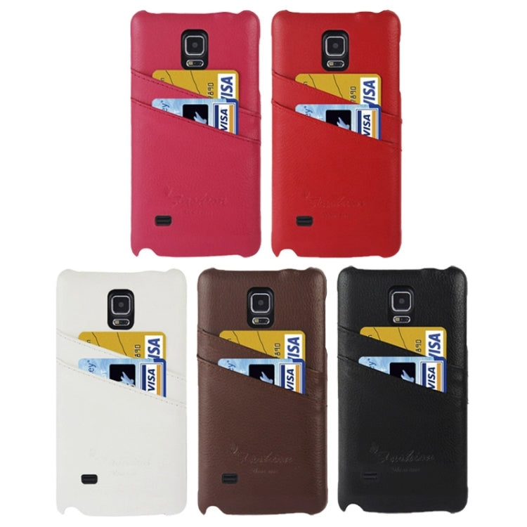 Deluxe Retro Genuine Leather Back Cover Case with Card Slots and Fashion Logo for Galaxy Note 4 / N910