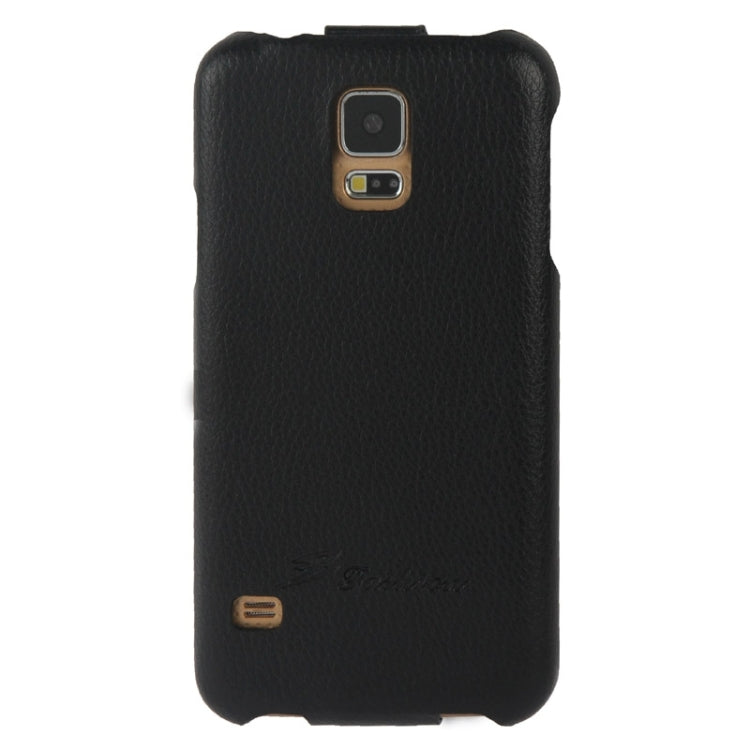Deluxe Litchi Texture Vertical Flip Genuine Leather Case with Fashion Logo for Galaxy S5 / G900