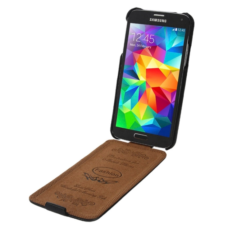 Deluxe Litchi Texture Vertical Flip Genuine Leather Case with Fashion Logo for Galaxy S5 / G900