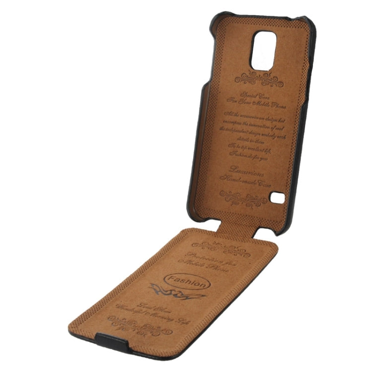Deluxe Litchi Texture Vertical Flip Genuine Leather Case with Fashion Logo for Galaxy S5 / G900