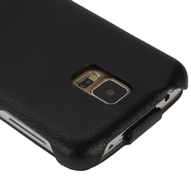 Deluxe Litchi Texture Vertical Flip Genuine Leather Case with Fashion Logo for Galaxy S5 / G900