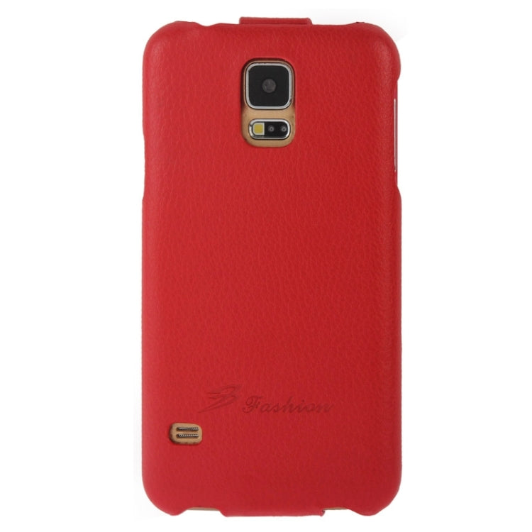 Deluxe Litchi Texture Vertical Flip Genuine Leather Case with Fashion Logo for Galaxy S5 / G900