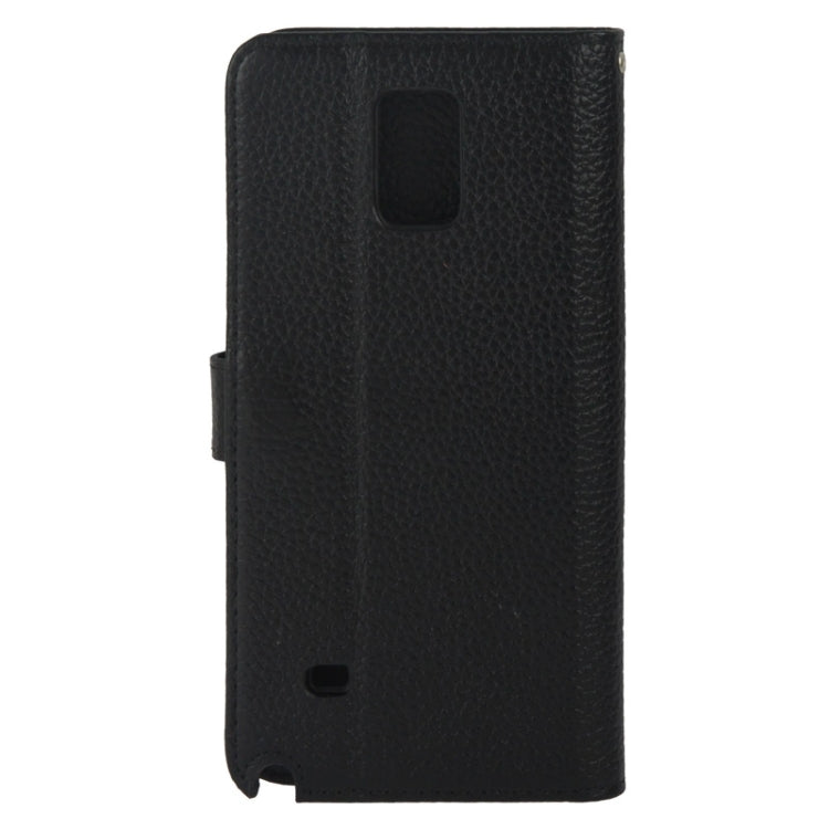 Litchi Texture Magnetic Button Flip Leather Case with Holder & Card Slots & Wallet for Galaxy Note 4 / N910