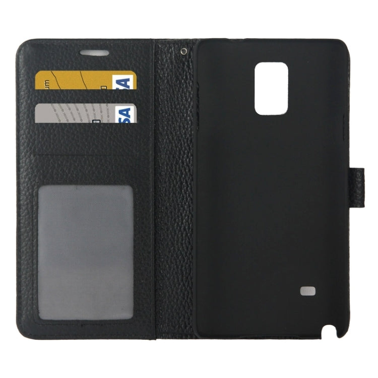 Litchi Texture Magnetic Button Flip Leather Case with Holder & Card Slots & Wallet for Galaxy Note 4 / N910