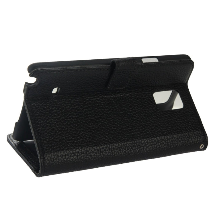 Litchi Texture Magnetic Button Flip Leather Case with Holder & Card Slots & Wallet for Galaxy Note 4 / N910