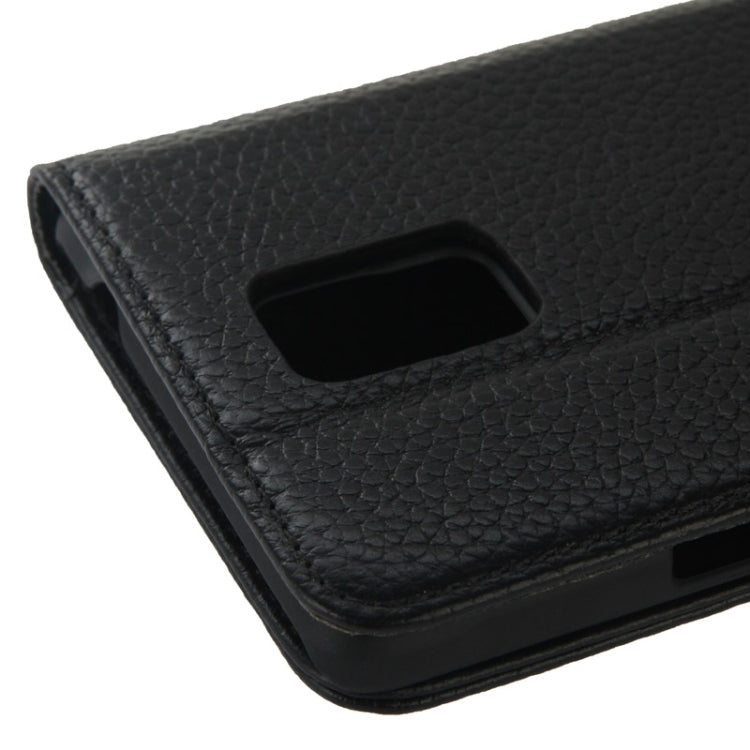Litchi Texture Magnetic Button Flip Leather Case with Holder & Card Slots & Wallet for Galaxy Note 4 / N910