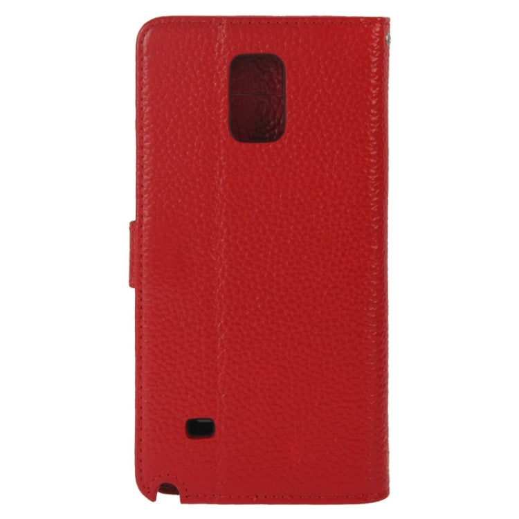 Litchi Texture Magnetic Button Flip Leather Case with Holder & Card Slots & Wallet for Galaxy Note 4 / N910
