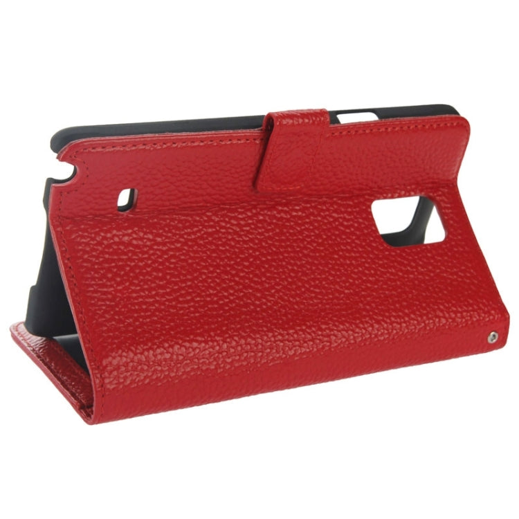 Litchi Texture Magnetic Button Flip Leather Case with Holder & Card Slots & Wallet for Galaxy Note 4 / N910