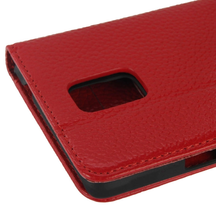 Litchi Texture Magnetic Button Flip Leather Case with Holder & Card Slots & Wallet for Galaxy Note 4 / N910