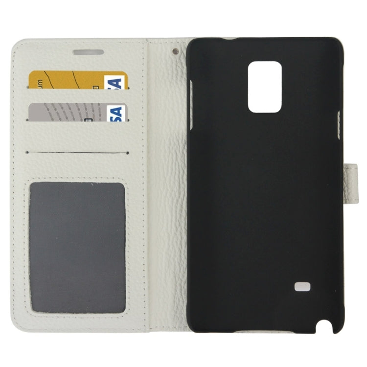 Litchi Texture Magnetic Button Flip Leather Case with Holder & Card Slots & Wallet for Galaxy Note 4 / N910