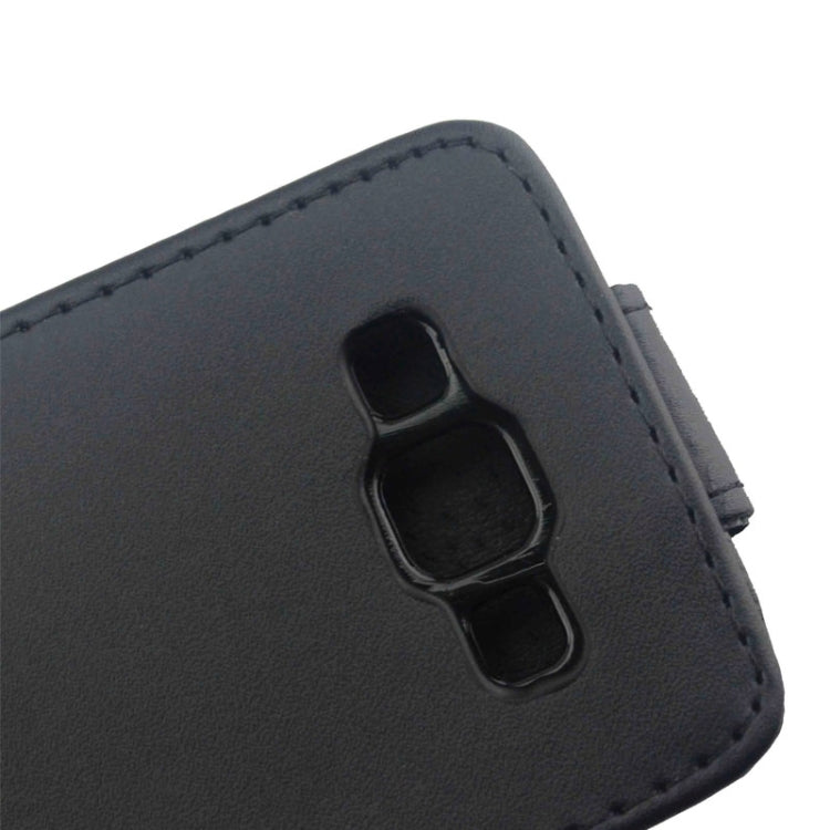 Vertical Flip Magnetic Button Leather Case for Galaxy A7 / A700F(Black)