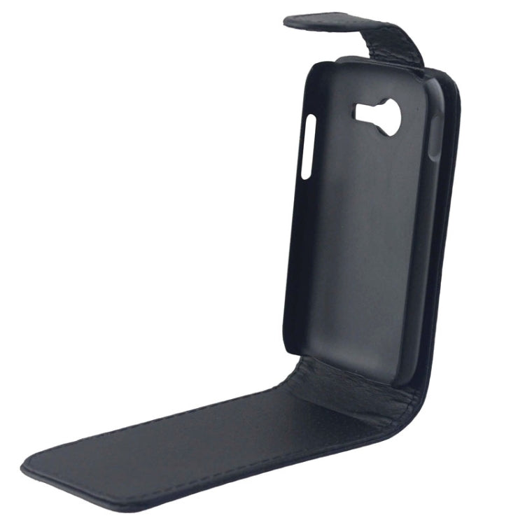 Vertical Flip Magnetic Button Leather Case for Galaxy Pocket 2 / G110H(Black)