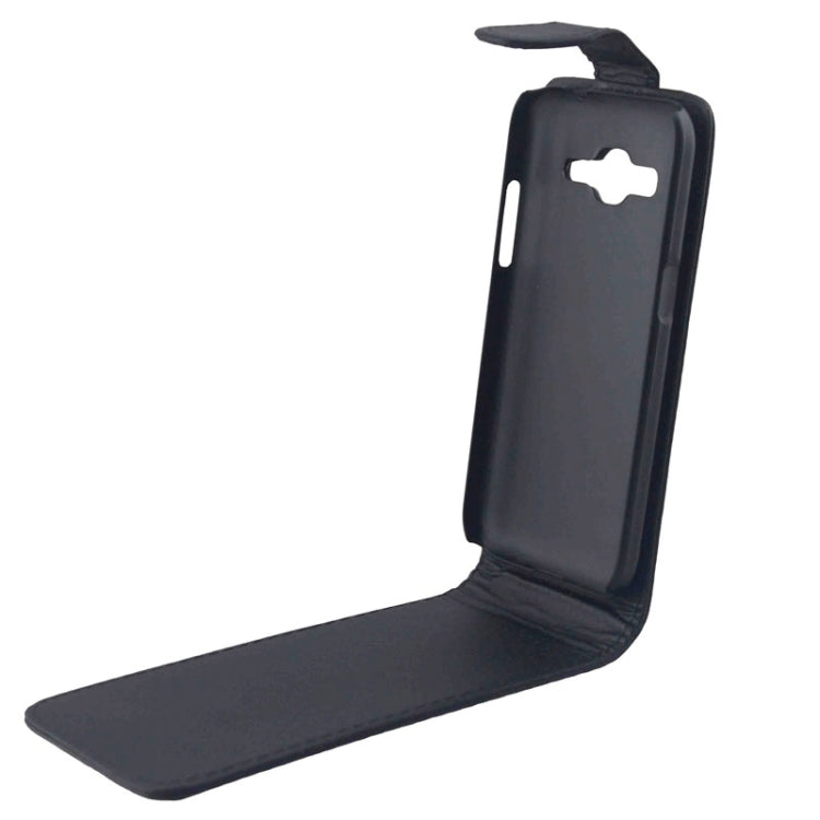 Vertical Flip Magnetic Button Leather Case for Galaxy Core Prime / G360(Black)