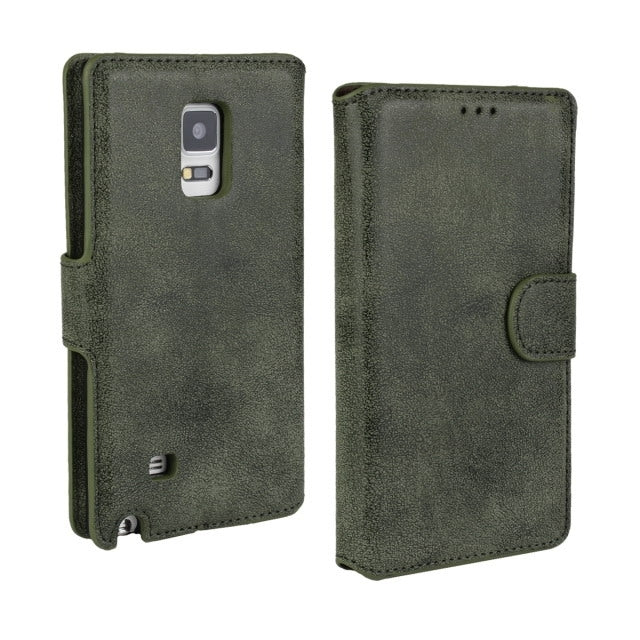 Frosted Surface Leather Case with Holder & Card Slots for Galaxy Note Edge / N915